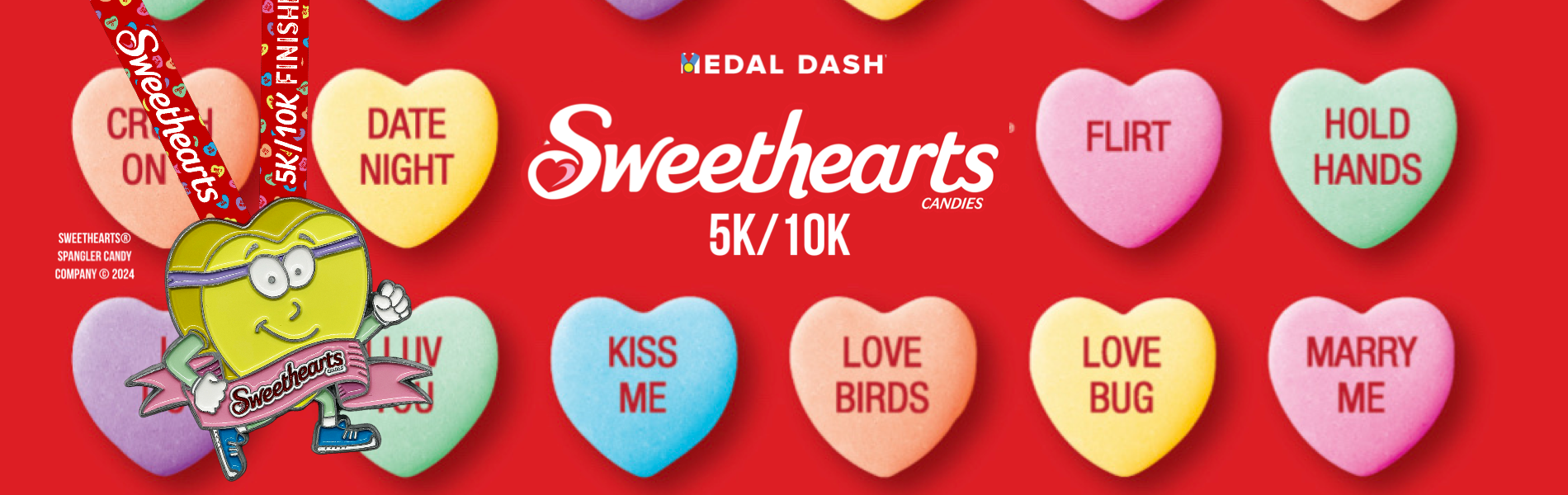 Sweethearts 5K 10k medal dash virtual run