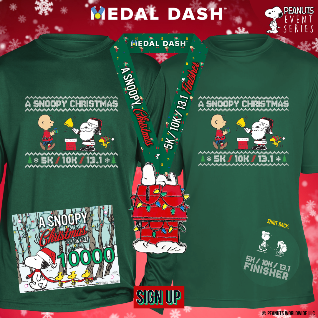 a snoopy christmas 5k 10k 13.1